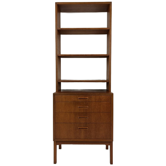 Scandinavisch Vintage Teak Fineren Boekenkast Smalands 1