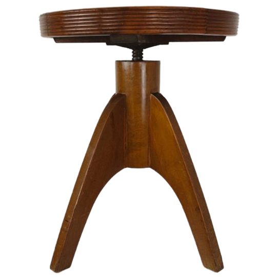 Art Deco Verstelbare Pianokruk Met Leren Zitting – Ca. 1920 1