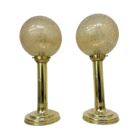 Set Of 2 Large Globe Glass Table Lamps , 1970S