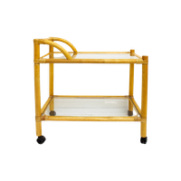 Vintage Bamboe Barcart Met Glazen Afzet Plateau’S - Reliving