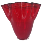 Vintage Zakdoek Ruby Glazen Vaas Design. thumbnail 1