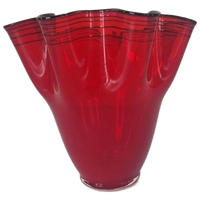 Vintage Zakdoek Ruby Glazen Vaas Design.