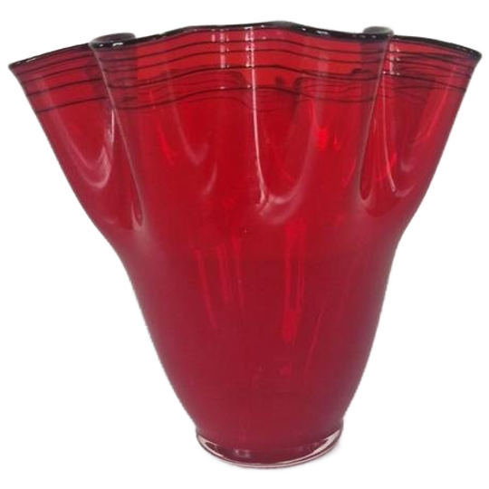 Vintage Zakdoek Ruby Glazen Vaas Design. 1