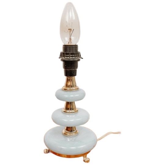 Klein Vintage Lampje Lichtblauw/goudkleurig 1