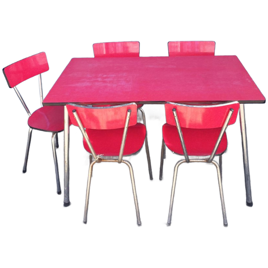 Vintage Jaren 50/60 Rode Formica Eethoek 1