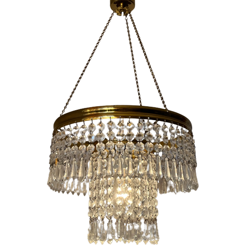 Art Deco Hanglamp Kristal Kroonluchter Met Punt Pegels