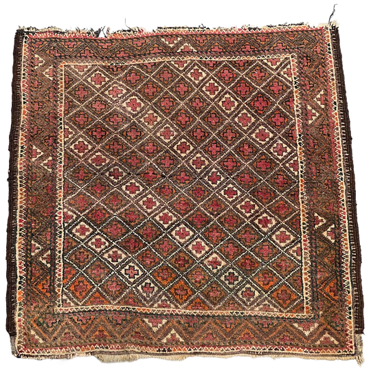 Oude Handgeknoopt Wollen Baluch Tapijtje, Midden 20e Eeuw 1