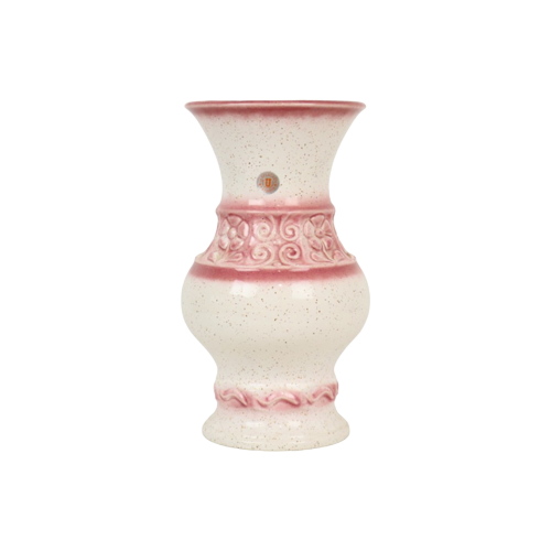 Roze Vintage Vaas West Germany Bloemen Üebelacker Keramik 634-30