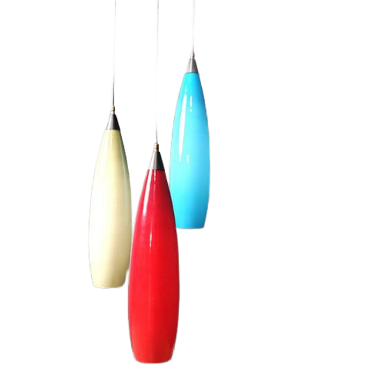 Vintage 3 Glass Pendant Lights By Vistosi, 1970s 1