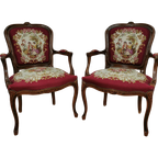 Set Brocante Vintage Franse Louis Xv Stoeltjes, Fauteuils Set Prijs thumbnail 1