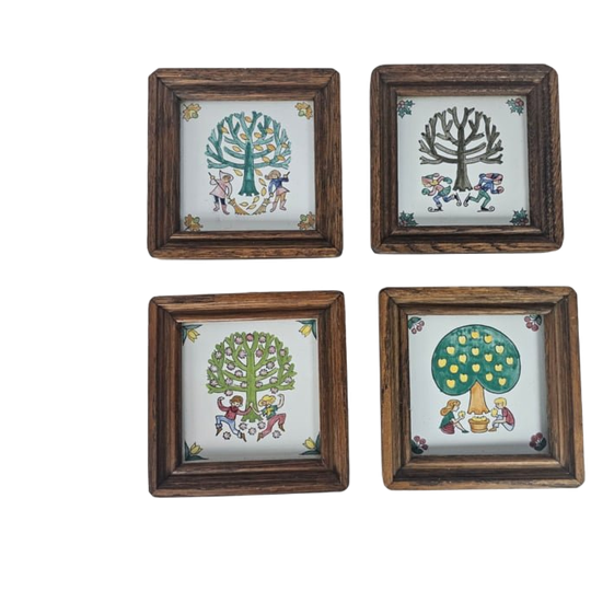 Westraven Keramiek - 'de Vier Jaargetijden' - Hand Geschilderd - 60's 1