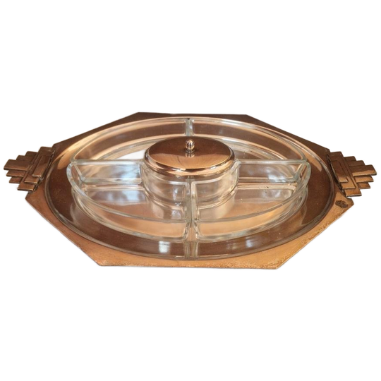Verzilverde Art Deco Hapjes Schaal. 1