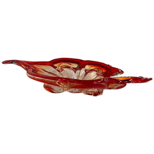 Vintage Rode Glazen Decoratie / Kom Murano Stijl 1