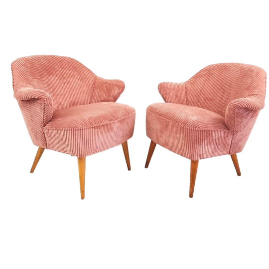 2 Roze Cocktail Stoeltjes | Nieuw Gestoffeerd Rib Artifort 1