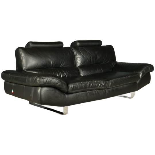 Driezitsbank Lanouva – Zwart Leder - Chroom 1