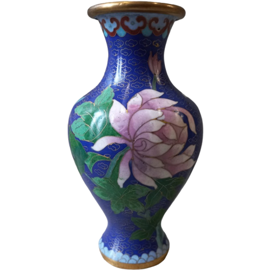Blauw Cloisonné Vaasje 1