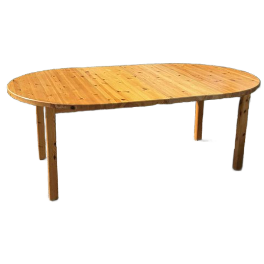 Vintage Grenen Ronde Naar Ovale Uitschuifbare Tafel 1