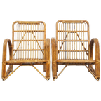 Set Van 2 Luxe Franse Rotan Vintage Design Fauteuils Uit De Jaren ’50 thumbnail 1