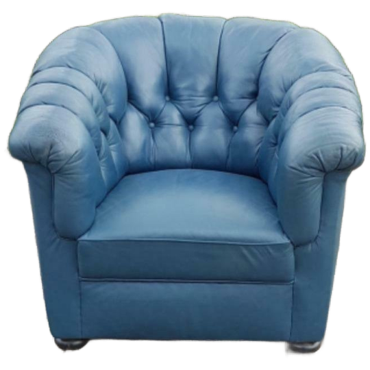 Vintage Leren Club Seat Chesterfield Look Blauw 1