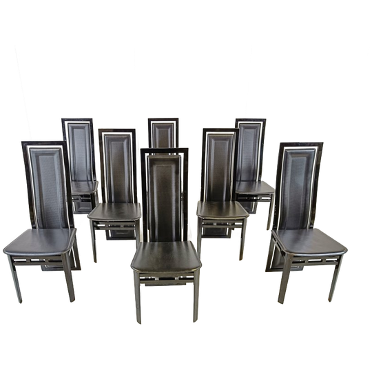 Set Of 8 Italian Dining Chairs By A.sibau, 1980s 1