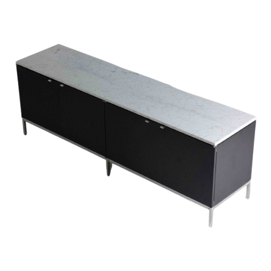 Vintage Mid-century Zeldzaam Dressoir In Hout En Marmer Van Florence Knoll 1