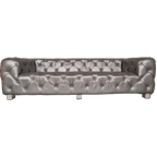 Hauxley 3-zits Classic Chesterfield Bank – Zilver, Leer thumbnail 1