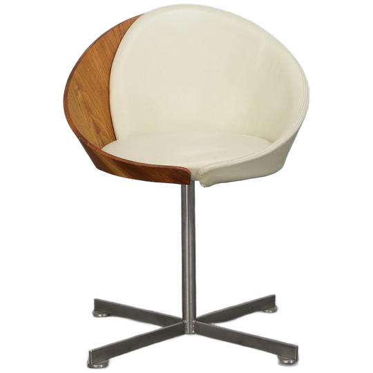 Mid-century Modern Round Chair In Teak, Leather And Steel, 1960s 1