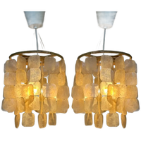 Set Van 2 Capiz Schelpen Schelp Hanglamp Hanglampen Bamboe Frame
