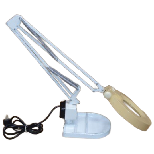 Vintage Loeplamp Emmea 3005 Met Verstelbare Arm, Vergrootglas En Geëmailleerde Poot 1