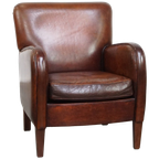 Karaktervolle Schapenleren Fauteuil/ Armchair Met Een Mooi Patina En Warme Kleuren thumbnail 1