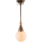 Vintage Art Deco Bol Hanglamp Schoollamp Kopper Mid Century thumbnail 1