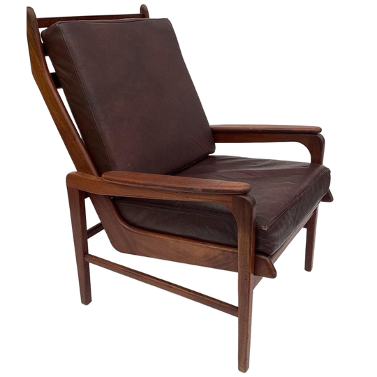 Vintage Fauteuil - Leer & Hout 1