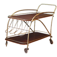 Vintage Messing En Teakhouten Rolwagen – Jaren 50