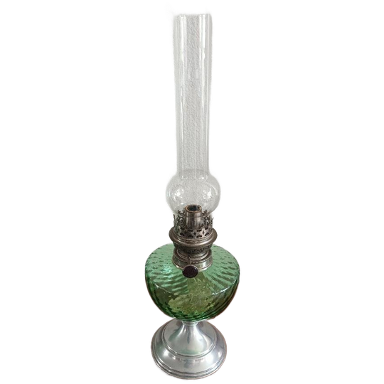 Antieke Petroleumlamp / Olielamp Met Lont En Glas 1