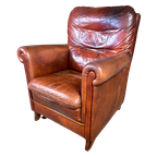 Vintage Schaapsleren Fauteuil Met Hoge Rug thumbnail 1