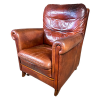 Vintage Schaapsleren Fauteuil Met Hoge Rug