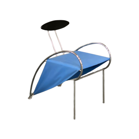 Blauwe Velox Armstoel Van Massimo Iosa Ghini Voor Moroso - Italië Midden Jaren 80 1