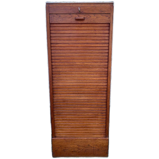 Eiken Rolluik Archiefkast Met Originele Schuifbakken, 113 Cm Hoog 1