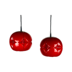 Pair Of Red Glass Artichoke Pendant Lights By Peill And Putzler thumbnail 1