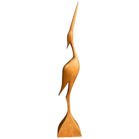 Wood Heron Figurine 1960s 1