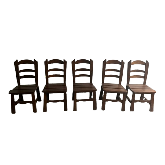 Brutalist Wooden Chairs – Set Of 10 (1970s) 1