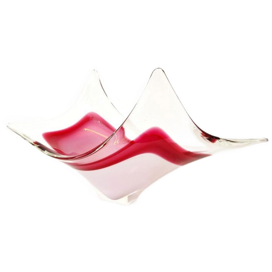 Vintage Murano Schaal Roze Glazen Schaal 1