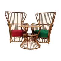 Set Of 2 Armchairs And Table, Design By Franco Albini For Bonacina, 1950s