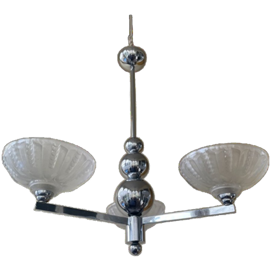 Lamp Hanglamp Art Deco 1930 Verchroomd Frans 1