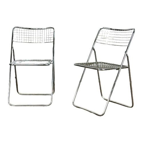 Set Van Twee Chroom Kleurige Klapstoelen Door Niels Gammelgaard Voor Ikea