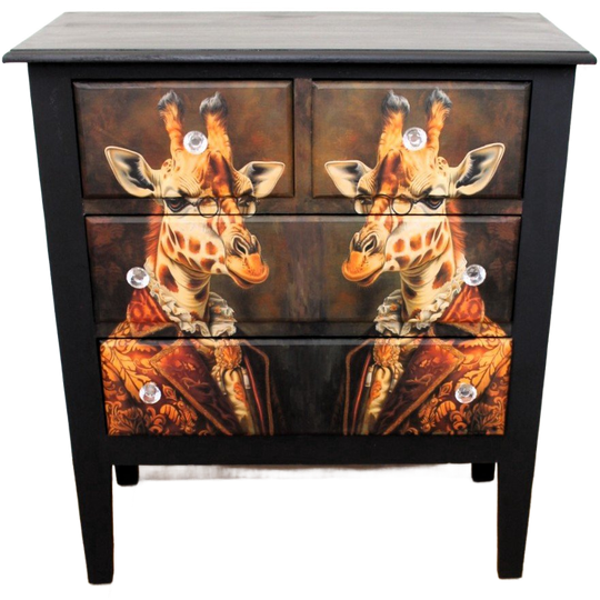 Een Zwarte Ladekast “giraffe”, 4 Lades 1