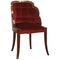 Zeer Charmante Art Deco “wolken” Eetkamer/ Bijzetstoel Met Luxe Rode Bekleding