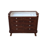 Franse Vintage Commode Met Lades Wit Marmeren Blad thumbnail 1