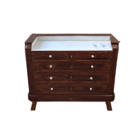 Franse Vintage Commode Met Lades Wit Marmeren Blad