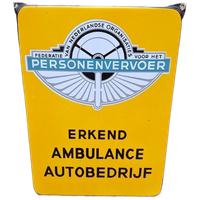 Emaille Reclamebord F.N.O.P. Erkend Ambulance Autobedrijf🚘